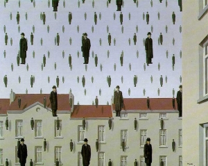 René Magritte&#039;s &#039;Golconda,&#039; 1953.