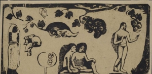 Detail of Paul Gauguin&#039;s &#039;Women, Animals and Foliage (Leaves).&#039; 