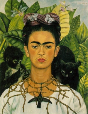 Frida Kahlo&#039;s &#039;Self-Portrait with Thorn Necklace and Hummingbird,&#039; 1940.