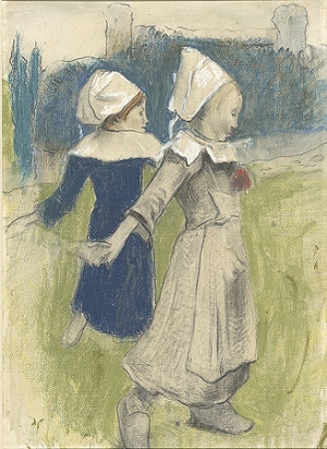 Paul Gauguin&#039;s &#039;Study for Breton Girls Dancing, Pont-Aven,&#039; 1888.