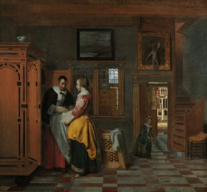     Interior with Women beside a Linen Cupboard, Pieter de Hooch, 1663, Rijksmuseum.