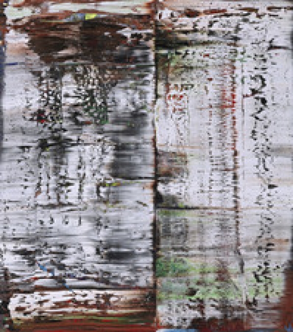 "Abstraktes Bild" by Gerhard Richter sold for 7.2 million pounds in London. It was estimated at 5 million pounds to 7 million pounds in Sotheby's Feb. 15 auction of contemporary art. The oil on canvas measures 7 feet high.