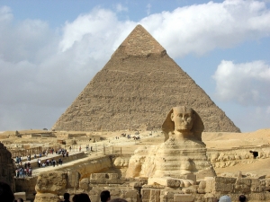 The Great Sphinx and the pyramids of Giza, Egypt.