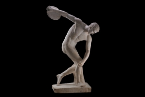 A marble statue of a discus thrower (The Diskobolos), Roman period, second century A.D.