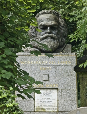 Laurence Bradshaw’s Karl Marx memorial, Highgate Cemetery, London.
