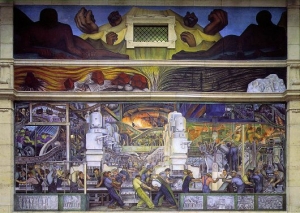 Part of Diego Rivera&#039;s &#039;Detroit Industry Murals&#039; at the Detroit Institute of Arts.