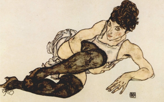 Egon Schiele&#039;s &quot;Frau mit grünen Strümpfen.&quot;