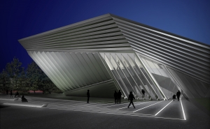 A rendering of the Eli and Edythe Broad Art Museum at Michigan State University.
