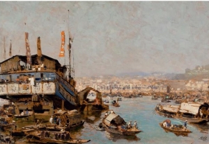 Erich Kips (1869-1945) Singapore: the Harbour Oil on board 13¾ x 18¾ in (34.9 x 49.5 cm) Signed. Courtesy Martyn Gregory Gallery.