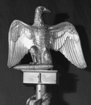 The bronze eagle finial.