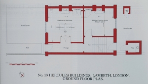 Plans of the ground floor of No. 13 Hercules Buildings.