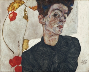 A self-portrait by Egon Schiele.