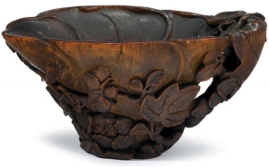 A Chinese libation cup of carved rhinoceros horn, which was sold at auction at Freeman&#039;s.