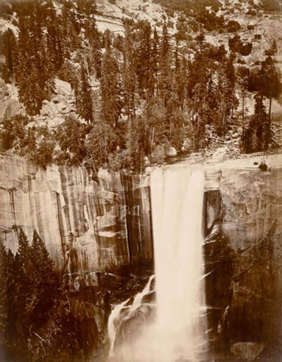 Sweeping scene: Pictures of Yosemite Valley, such as this photograph of Vernal Fall taken in 1872, are among the varied pursuits of Muybridge’s illustrious career.