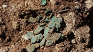 A 2,000-year-old trove of rare bronze coins. 