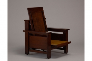 The Currier Museum&#039;s armchair by Frank Lloyd Wright.