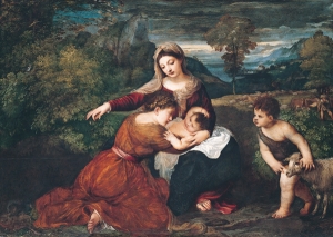 A Madonna and Child painting by Titian, 1520.