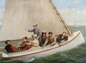 Junius Brutus Stearns (1810–1885) &#039;Fishing in a Catboat in Great South Bay,&#039; 1871 Oil on canvas, 29 x 39¼ inches.