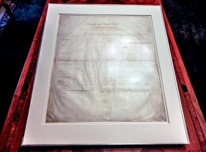 One of fourteen original copies of the Bill of Rights.