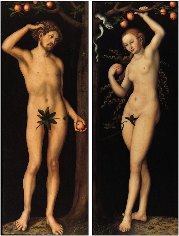 Lucas Cranach the Elder&#039;s &#039;Adam&#039; and &#039;Eve,&#039; circa 1530.