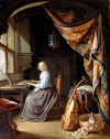 A Woman Playing a Clavichord by Dou Gerrit.
