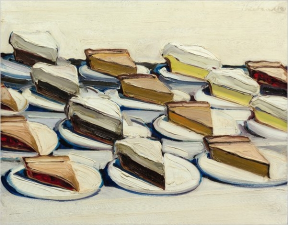 "Pies," a 1961 painting by Wayne Thiebaud, is part of the second of two auctions of works from the estate of Allan Stone.