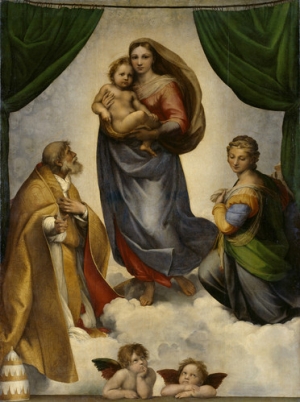 &quot;The Sistine Madonna&quot; by Raphael. The painting, most famous for the two cherubs at the bottom, has been reunited with its sister, &quot;The Madonna of Foligno,&quot; for an exhibition of Madonnas. 