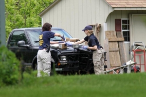 Members of FBI Evidence Response Team search Connecticut home of reputed mobster, Robert Gentile.