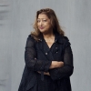 Portrait of Zaha Hadid.