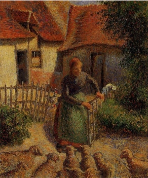 Camille Pissarro&#039;s &#039;Sheperdhess Bringing in Sheep,&#039; 1886.