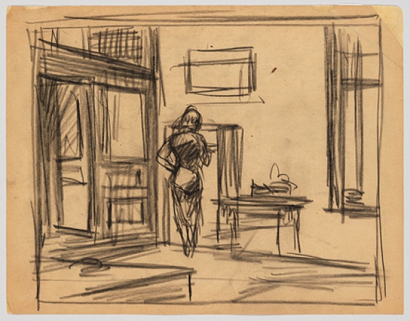 Edward Hopper&#039;s study for &quot;Office at Night,&quot; 1940.